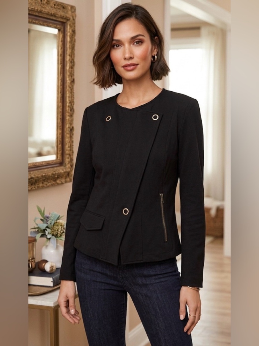CAbi Ponte Moto Jacket - Asymmetrical Design - Black - Sz   x-large